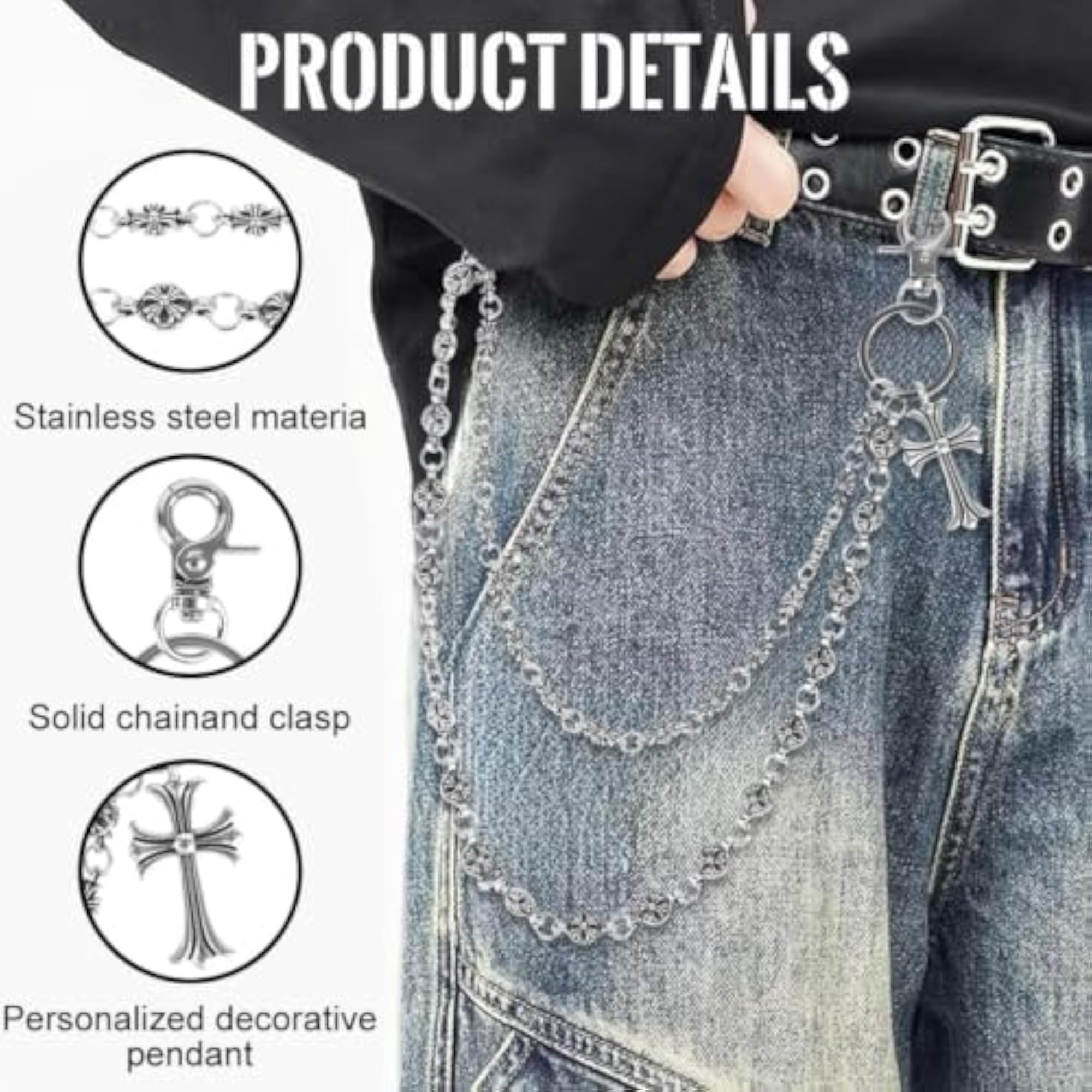 Y2K Style Cross Pant Chain for Men and Women