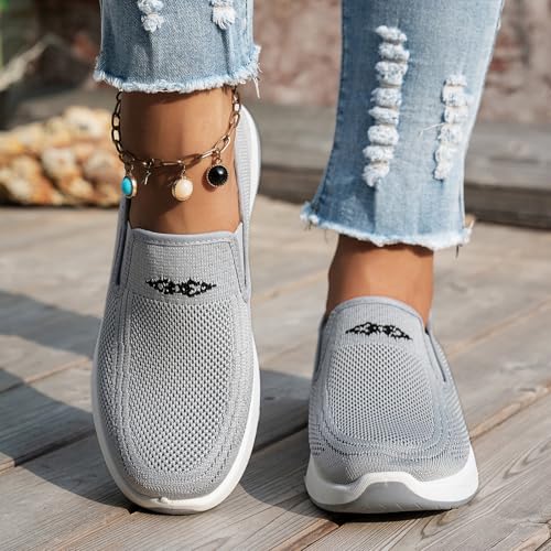 Women's Woven Orthopedic Breathable Soft Shoes Slip On Hands Free Mesh Comfortable Lightweight Soft Sole Sneakers Walking Casual Running Diabetic Foam Shoes Outdoor Fashion Sneakers4