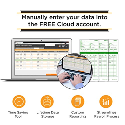 uPunch HN1500 Starter Time Clock Bundle for Small Business: Employee Punch Clock System with 100 Time Cards, Card Rack, and Ribbon