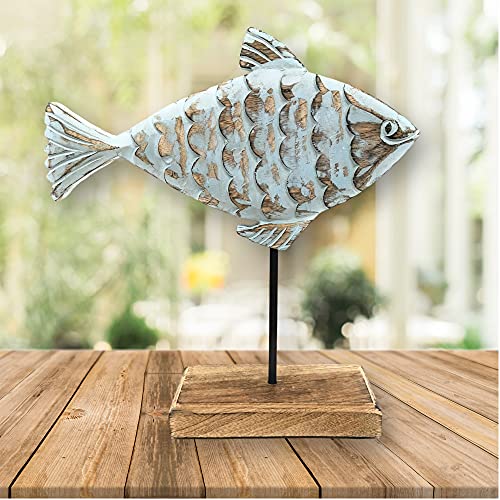 Escultura de Pez de Madera para Decoración de Hogar miniatura 7
