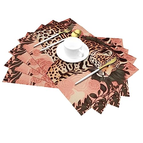 Sets de table en PVC résistant à la chaleur et antidérapants motif léopard pour table basse - 5