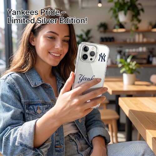 Coque iPhone 15 Pro NY Yankees MLB protection antichoc argent