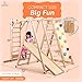 Avenlur 8-in-1 Indoor Play Gym – Toddler Jungle Gym for Kids Ages 2–6 – Indoor Playground Wooden Climbing Playset with Slide, Monkey Bars, Ladder, Rope Ladder, Rock Climbing, Swing, Rings, Disc Swing