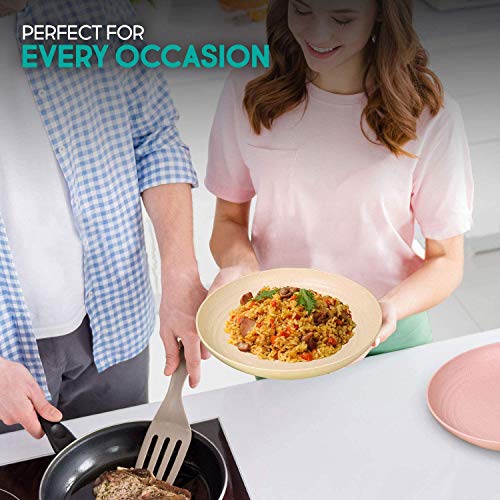 4 Pack 10” Unbreakable Wheat Straw Plates, Reusable BPA Free Dinner Plates Set, Lightweight Microwave & Dishwasher Safe Dinnerware for Home, Kitchen, Camping & RV, Coastal Color by Shopwithgreen - Image 2
