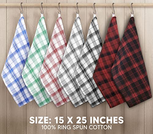 Utopia Towels Plaid Check Dish Towels, 15 X 25 Inches, 100% Ring Spun Cotton Super Absorbent Linen Kitchen Towels, Soft Reusable Cleaning Bar And Tea Towels Set (6 Pack, Black, Red) #TOP5