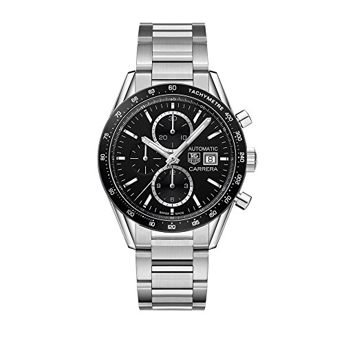 Tag Heuer Men's Carrera 41mm Steel Bracelet & Case Automatic Black Dial Analog Watch CV201AL.BA0723
