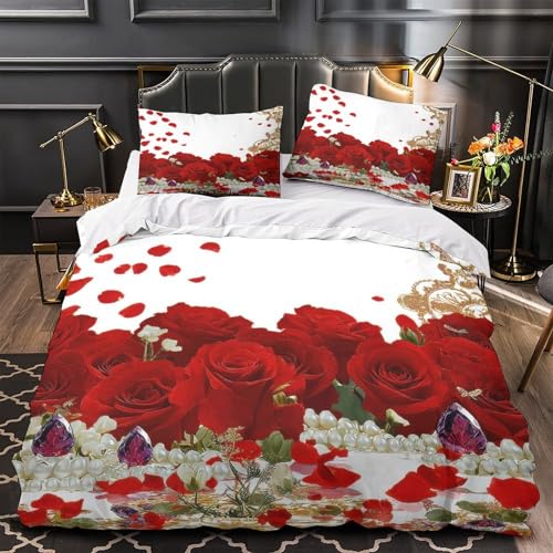 Parure de lit microfibre roses rouges pour chambre ado garçon - 2