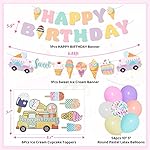 75Pcs Ice Cream Birthday Party Decorations for Girls Kids, Pastel Ice Cream Balloon Garland Arch Kit First Two Sweet Birthday Banner Foil Sprinkle Long Twist Balloons Cupcake Toppers Party Supplies - Image 2