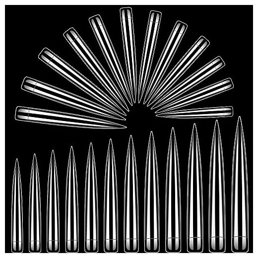 Extra Long Stiletto Nail Tips, Rosy Finch 120Pcs XXL Clear Nail Tips for Acrylic Nails Full Straight Nail Tip