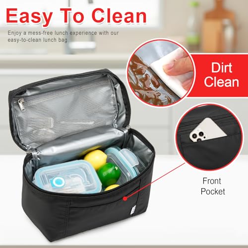 Image of NOL Natural Organic Lifestyle Reusable Lunch Bags for Adults Lightweight Waterproof Lunch Box with Removable Adjustable Strap Insulated Leakproof Cooler Lunch Bag for Work Black Medium Size