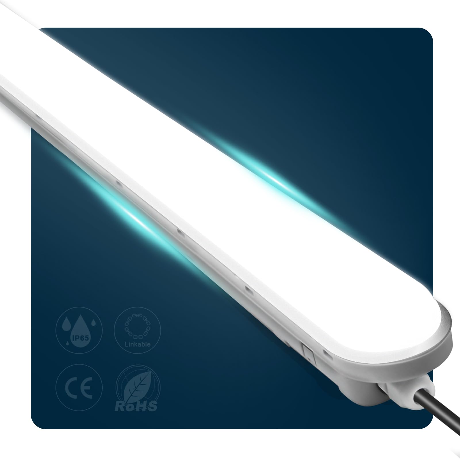 buling Feuchtraumleuchte LED 150CM, 60W 7500LM Röhre Lampe, Verknüpfbar Wannenleuchte IP65 Wasserfest Leuchtstoffröhre Leuchte für Büro Keller Garage, Kaltweiß 6000K