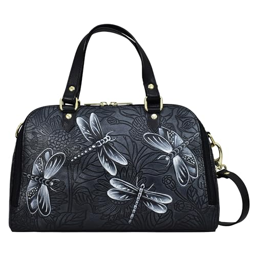 Image of Anuschka Women's Leather Satchel - Hand-Painted Genuine Leather Handbag with Detachable Strap for Everyday Use - 695, Satchel