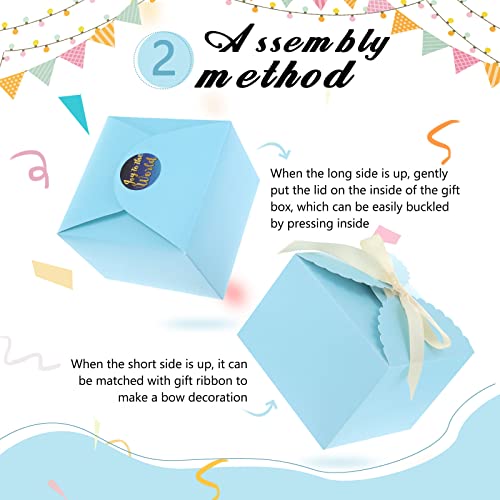 20 Pcs Small Gift Boxes 4.75 X 4.75 X 3.55 Inch Paper Gift Box With Ribbons Decorative Gift Box With Lid Wedding Favor Boxes For Baby Shower Bridal Shower Wedding Birthday Present Packaging (Blue) #TOP2