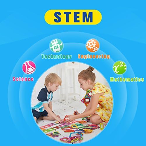 Veluoess 112 Pieces Magnetic Building Blocks Set, Construction Magnetic Tiles Toy for Boys and Girls 3D Building Toy Set Creativity STEM Educational Toy Idear Gift for Kids 3+