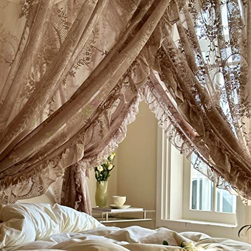 Elegante Spitze, Prinzessin, 4 Eckpfosten, Moskitonetz, romantisch, für Mädchen und Frauen, Bettvorhang, Baldachin für Erwachsene, Hochzeit, Schlafzimmer, Kinderzimmer, Dekoration