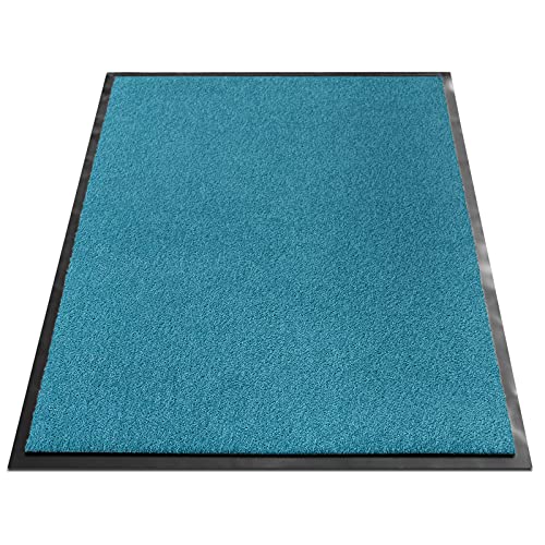 Floordirekt Schmutzfangmatte Monochrom | Fussmatte in 10 Größen & 8 Farben | Türmatte für innen & außen (60 x 180 cm, Türkis)