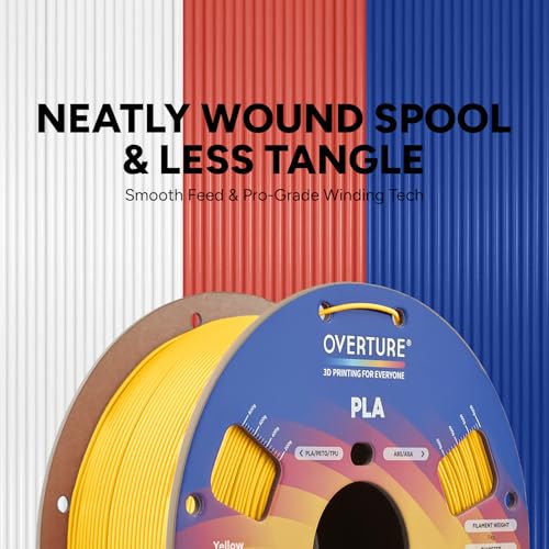 Image of OVERTURE High Speed PLA Filament 1.75mm, Neatly Wound 3D Printer Filament 1kg Spool (2.2lbs) Rapid PLA, Dimensional Accuracy + /- 0.02 mm, Fit Most FDM 3D Printers (Yellow)