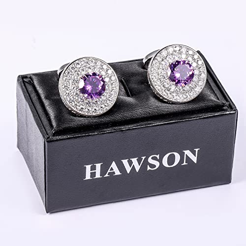 Image of HAWSON Cufflinks for Men, Gold Diamond Crystal Cufflinks for Groom Husband Personalized Gifts, Mens Formal Wedding Business Cufflinks, Luxurious Gorgeous Cuff Links French Shirt Accessories