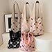 Busnos Beach Bags for Women Coquette Bow Tote Bag Purse for Women Cute Crochet Beach Tote Bag Knit Shoulder Purses Trendy Womens Beige Travel Vacation Handbag