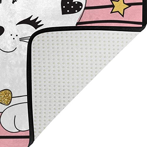 Tapis chat princesse grand format 80x58 inch en microfibre