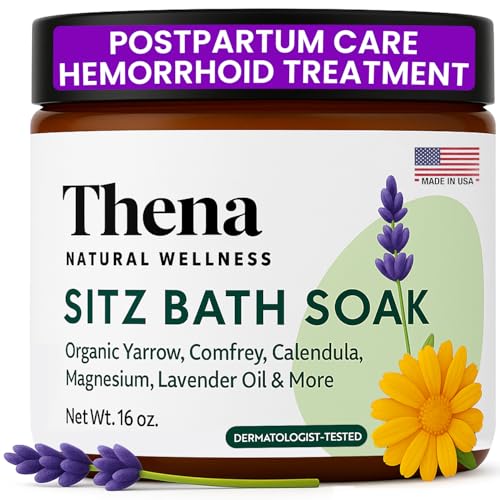 Image of Best Organic Sitz Bath Soak Postpartum Care and Post Partum Essentials, Natural Hemorrhoid Treatment for Women & Moms with Epsom Dead Sea Salt Witch Hazel, Sitz Bath for Toilet, Thena