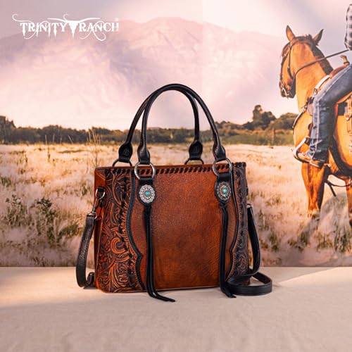 Image of Trinity Ranch Tote Bag for Women Western Purse Floral Tooled Concho Collection