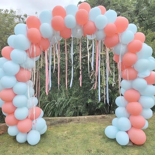 Image of Regular Balloon Combo For Decoration with Glue Dots & Balloon Arch Strip - Party Decor Set For Easy Party Setup (BLUE RED, 100)