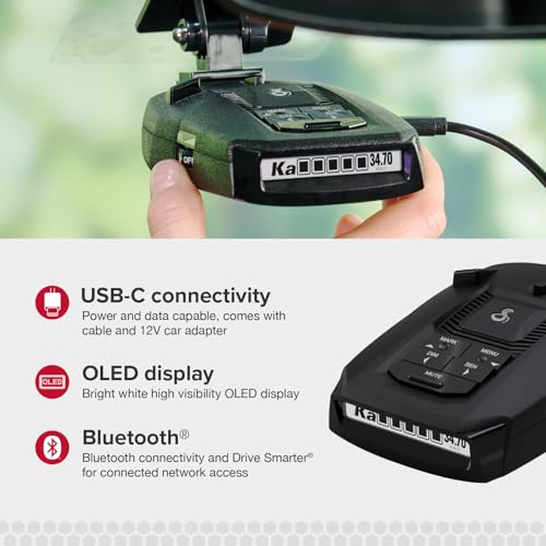 Cobra RAD 490i Laser Radar Detector – New Model with Long Range Detection, Bluetooth, Apple CarPlay and Android Auto Compatible, LaserEye Front and Rear Detection, DSP, Firmware Updatable - Image 5