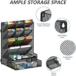 BOHDK Organisateur de stylo pour bureau, Organisateur multi-fonctionnel de bureau, Support de stylo mural suspendu avec tiroir pour école, bureau, maison, fournitures d'art, noir