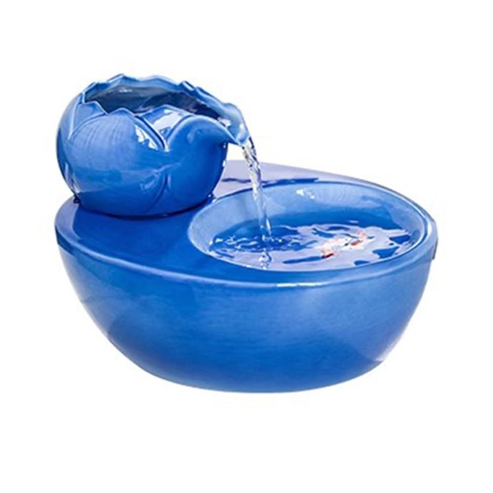 QUSYZD Indoor Waterfall Fountain Ceramic Fountain Running Water Ornaments Home Decoration Circulating Water Transit Office Desktop Humidifier,Blue