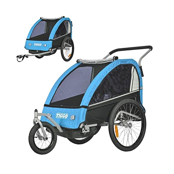 Tiggo S2 Kinderanhänger mit Federung Jogger 2 in 1 Kinder Buggy fahrradanhänger Anhänger 360° Drehbar
