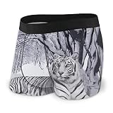 Boxer pour homme - Tigre dans la neige - Extensible - Doux - Confortable - Boxer pour homme, Noir , L