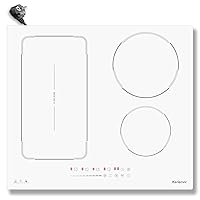 Karienvir Piano Cottura Induzione 4 Fuochi Bianco con Spina, Piano cottura a induzione
