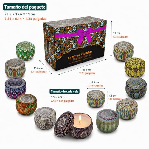 Miniatura 6 de Vela Aromática 12 X 2.5oz Juego De Velas Aromáticas Perfumada Cera De Soja 240 Horas Para Mujeres De Casa O Regalo Cumpleaños,Navideño,Boda,Bautizo,Comuniones