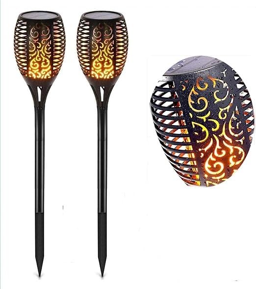 2-Pcs Solar Flame LED Light [XF-6017] – Flickering Flame Outdoor Lights, Waterproof IP65, Solar Powered Garden & Pathway Decoration for Lawn, Patio, Yard, Wedding, Party, Halloween