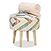 Relaxdays Hocker Retro handgewebt, gepolstert, Sitzhocker m. Stoff-Bezug, rund, Mangoholzbeine massiv, HxD 44,5x42 cm