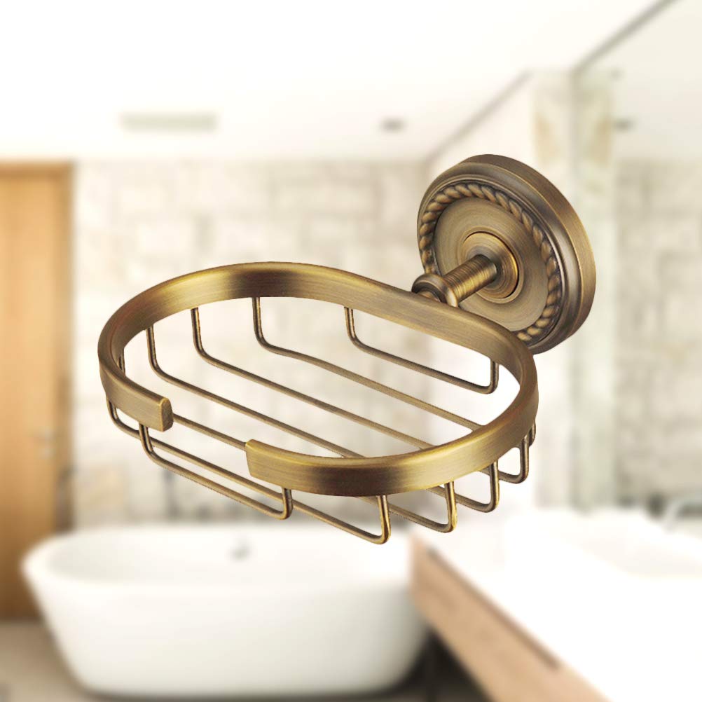 Jabonera Jabonera de Pared, jabonera con Drenaje, jabonera de Estilo Vintage de latón Macizo for baño o Ducha, jabonera for Pared