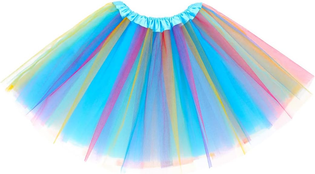 TWINKLEDE Rainbow Tutu Skirt Colorful Tulle Tutus Elastic Ballet Tutu Party Costume Tutu for Women and Girls