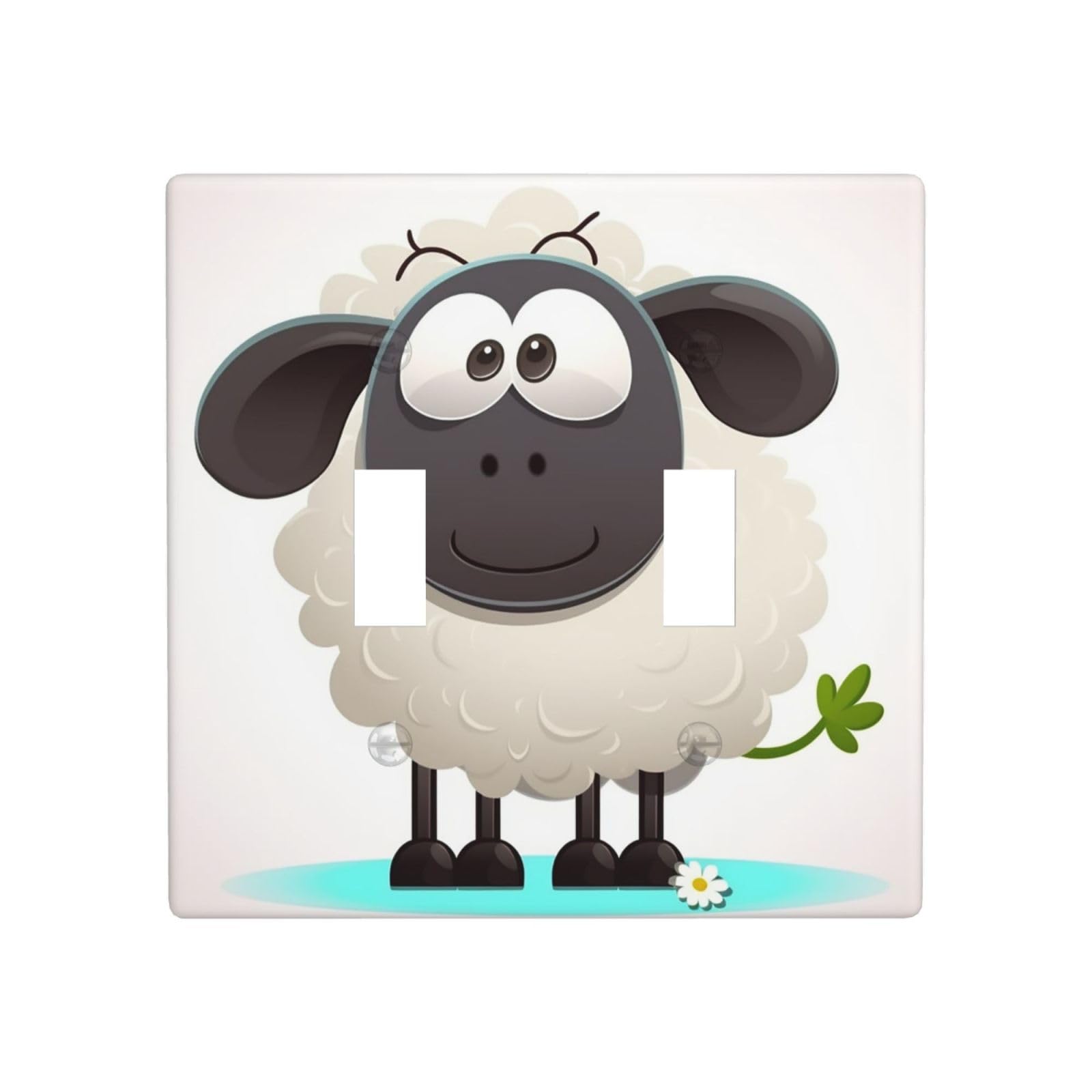 Decorator Double Toggle Light Switch Covers Sheep Wall Plate 2-Gang Standard Size 4.5" x 4.5" Double Toggle Switch Wallplate Decorative 2 Gang Wall Switch Plate Covers