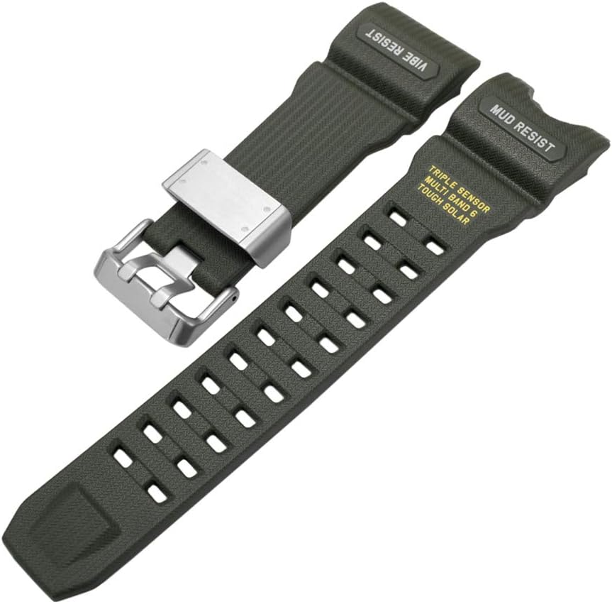 Poonkuos Waterproof Watch Strap for Casio G-Shock Mudmaster Watch GWG1000-1A3 - Natural Resin Replacement Band(Navy Green)