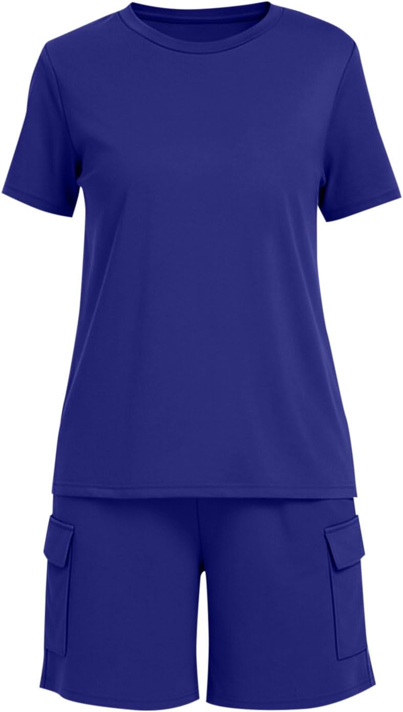Xiaojmake Women's Short Sleeve Pajamas Set Loose Comfywear Pajamas for Women 2026 Soft Loungewear T-Shirt & Sleep Shorts Set