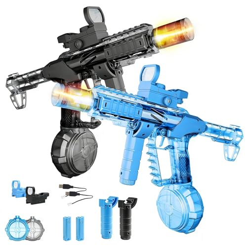 Pistolet a Eau Electrique, 2 Pcs Pistolet a Eau Automatique avec Effets LED et Recul, Grand Reservoir Portée de 8M, Recharge USB Water Gun pour Enfants et Adultes...