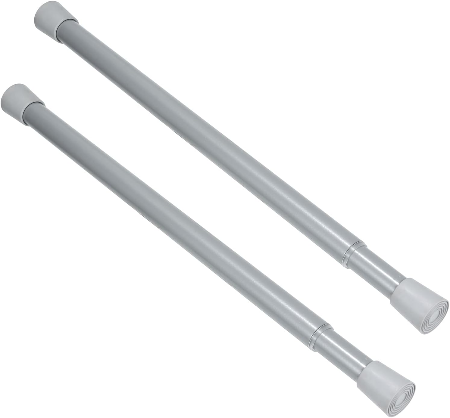 Adjustable Shower Curtain Rod 28 to 52 Inches, Small Spring Tension Curtain Rod, No Drill Curtain Rods for Windows, Bathroom, Closet, Non-Slip, 0.86" Diameter, Silver Gray, 2 Pieces