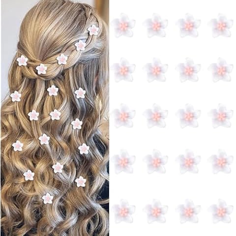 YISSION 20Pcs Mini Lily Flower Hair Clips and Barrettes for Girls & Women - Cute Wedding & Bridal Hair Accessories (Pink) Cover