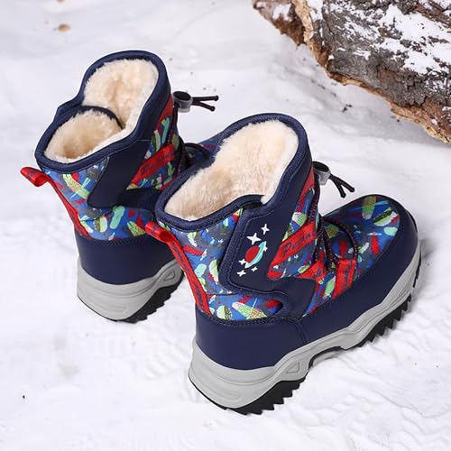 IWIHMIV Girls Winter Boots Kids Mid Calf Boot Outdoor Boys Thickened Warm Comfortable Non Slip Winter Booties2