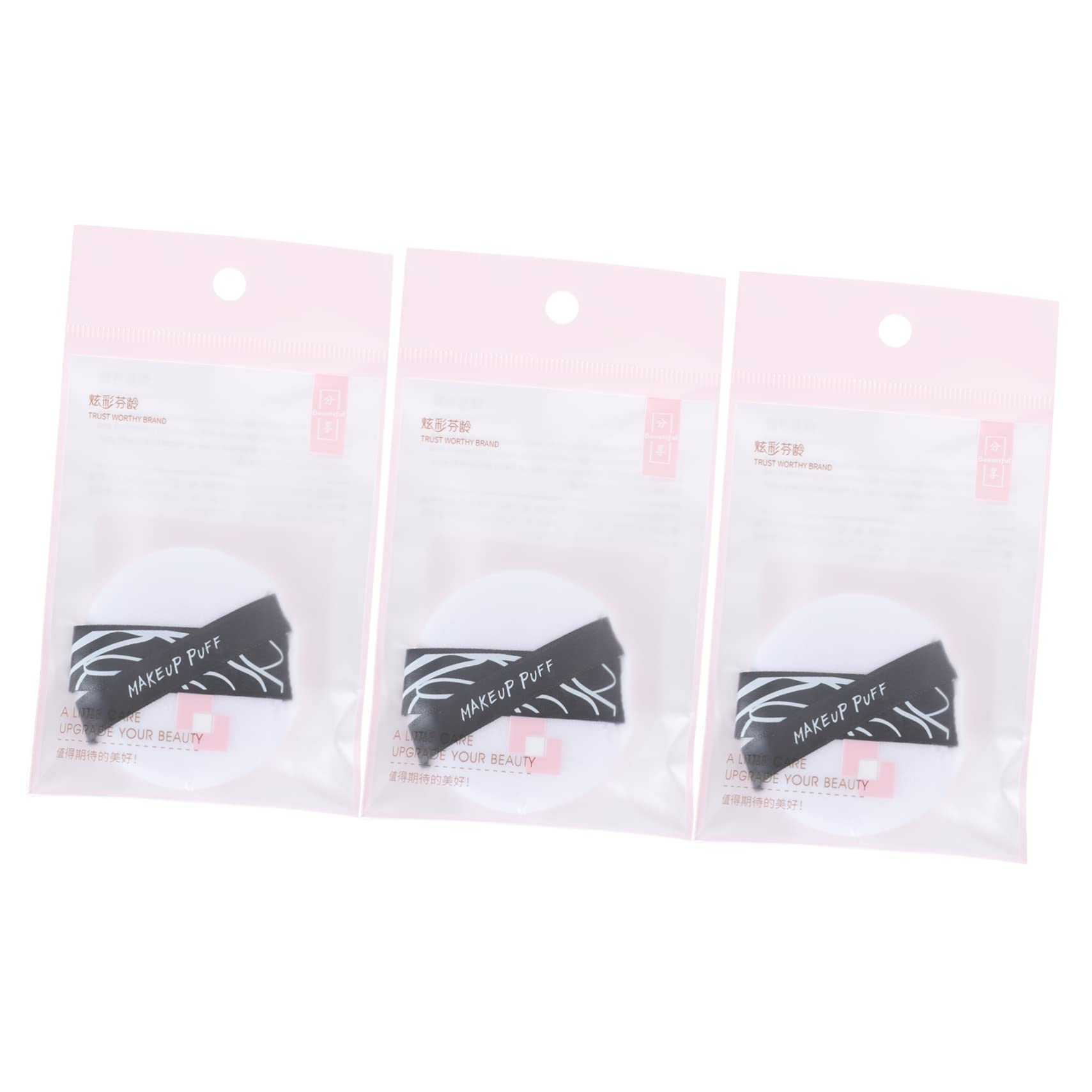 Healeved Makeup Puff Set 3pcs Large Rounded for Powder Application Non-slip Grip for Cosmetics