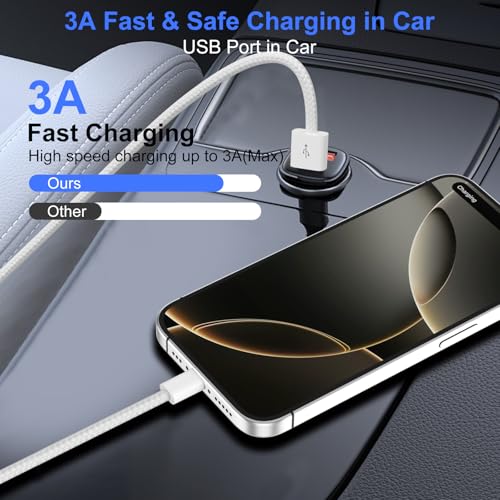 Image of USB C Cable for Carplay iPhone 17 Pro Max Air 16 15,18W 3A USB A to C Cable for Apple CarPlay & Android Auto, 1M Length Type C Charging Cord for iPad Pro, iPad A16 /Mini 6, Galaxy S25 S24 S23, White