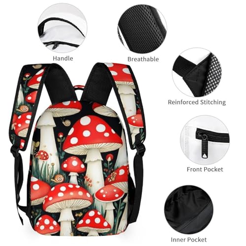Backpack with Lunch Box & Cosmetic Bag Set Wild Mushrooms Bookbag Daypack Set Backpack with Lunch Bag Storage Bags3