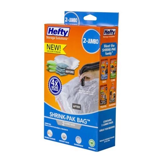 Hefty Shrink-Pak New Bags Storage Sealing Vacuum Seal Bags, 2 Jumbo Bags