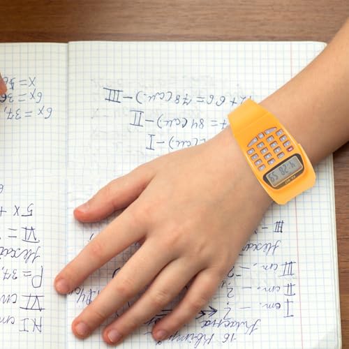 Image of Uonlytech 2pcs Calculator Watch Portable Calculating Watch Geometric Operation Watch for Adults Boys Girls Orange